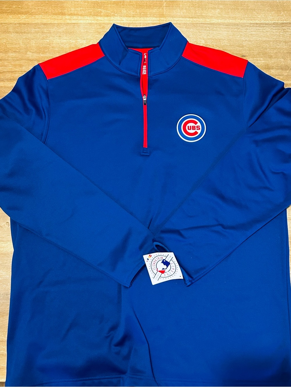 Chicago Cubs MLB Mens XL Quarter Zip Pullover Blue Red Baseball NWT